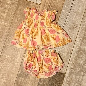 Pink Chicken Baby Girls' Stevie 2Pc Set in the Pink Gilded Floral print 3-6 Mo